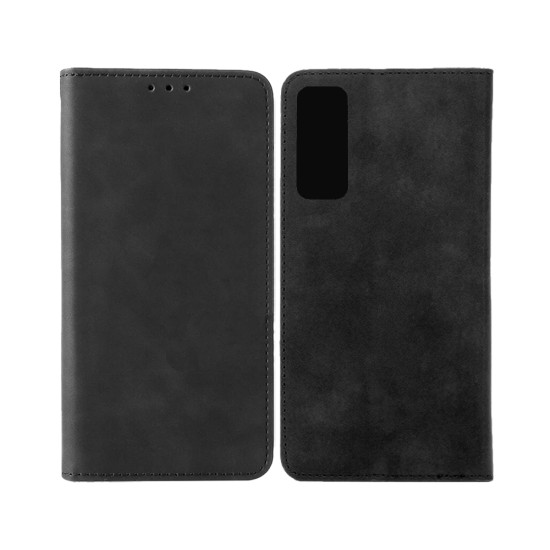 Leather Flip Cover with Internal Pocket for TCL 30 Plus Black